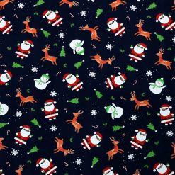 Snowmen   Santa on Black Super Snuggle Christmas Flannel Fabric by POP!
