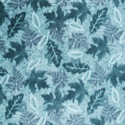 Blue Tonal Leaves Anti Pill Fleece Fabric