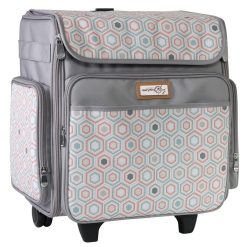 Everything Mary 15.5 Gray Hexagon Collapsible Rolling Craft Tote