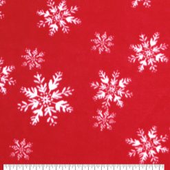 Snowflakes on Red Anti Pill Fleece Fabric