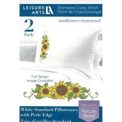 Leisure Arts 20 x 26 Sunflower Pillowcase Stamped Cross Stitch Kit 2ct