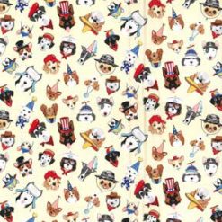 Fabric Traditions Dogs With Hats on White Novelty Cotton Fabric