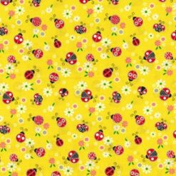 Fabric Traditions Ladybug on Yellow Novelty Glitter Cotton Fabric