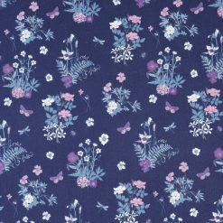 Floral Bouquets on Blue Cotton Fabric by Keepsake Calico