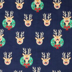 Reindeer on Blue Anti Pill Fleece Fabric by POP!