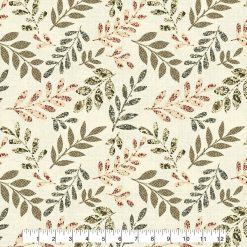 Pattern Trap Leaves on Cream Quilt Cotton Fabric by Keepsake Calico