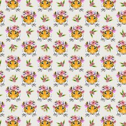 Floral Crown Tiger Super Snuggle Flannel Fabric
