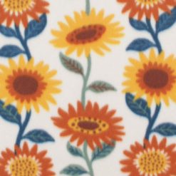 Linear Sunflowers on Cream Blizzard Fleece Fabric