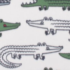 White   Green Hungry Alligators Blizzard Fleece Fabric