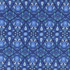 Blue Geometric Floral Anti Pill Fleece Fabric