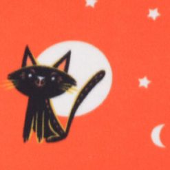 Cats   Moons On Orange Blizzard Fleece Fabric