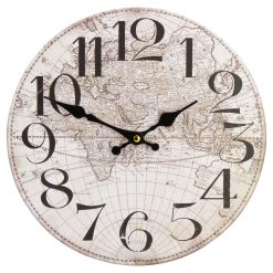 Northlight 12 Ivory Battery Operated Round Clock with Globe Design