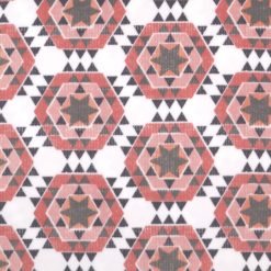 Pink Hexagon Aztec on White Anti Pill Fleece Fabric