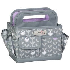 Everything Mary 8 Gray   White Floral Collapsible Craft Caddy