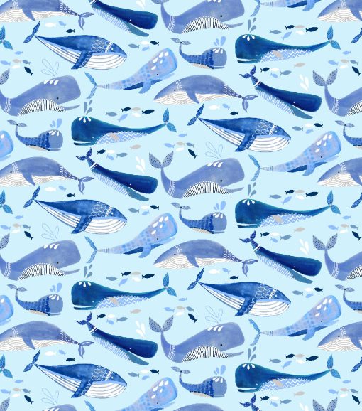 Super Snuggle Flannel Fabric Whales - Image 2