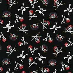 Hi Fashion Pirate Skulls on Black Novelty Cotton Fabric
