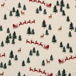 Santa s Sleigh   Trees on White Super Snuggle Christmas Flannel Fabric