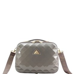 Savoir Collection Grey with Print Leaf Shoulder Strap Travel Beauty Case