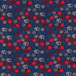 Fabric Traditions Stacked Stars Outline on Black Patriotic Cotton Fabric