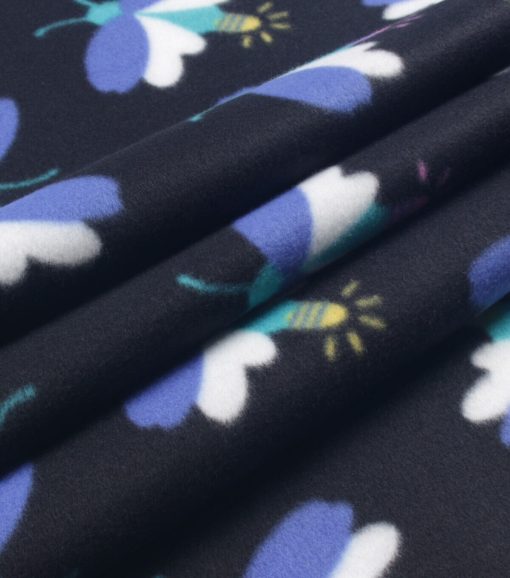 Firefly on Black Blizzard Fleece Fabric - Image 3