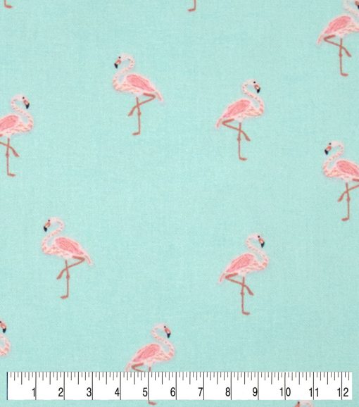 Flamingos On Teal Novelty Cotton Fabric - Image 3