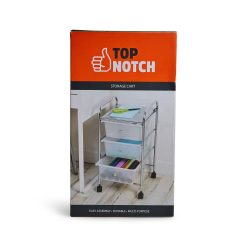 25 Steel Rolling Storage Cart With Clear Plastic 3 Drawers by Top Notch