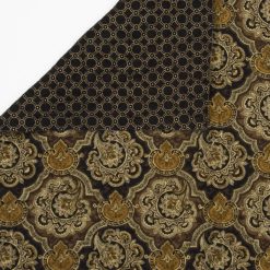 Fabric Traditions Black   Brown Floral Rings Double Faced Pre Quilted Cotton Fabric