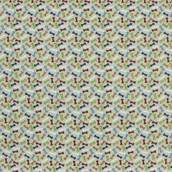 Novelty Cotton Fabric Colorful Dog Bones On Gray