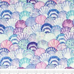 Singer Blue   Pink Shells Quilt Cotton Fabric