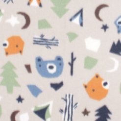 Bear Camping Icons Tossed Blizzard Fleece Fabric