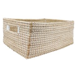 16 Natural   White Stitch Woven Basket by Place   Time
