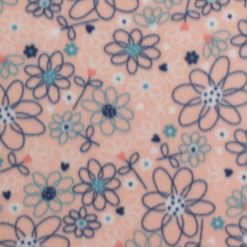 Sketched Floral on Pink Blizzard Fleece Fabric