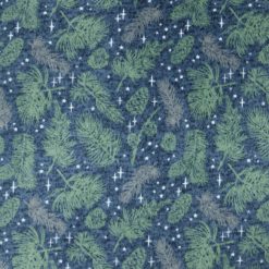 Blue Pinecone   Needles Luxe Fleece Fabric