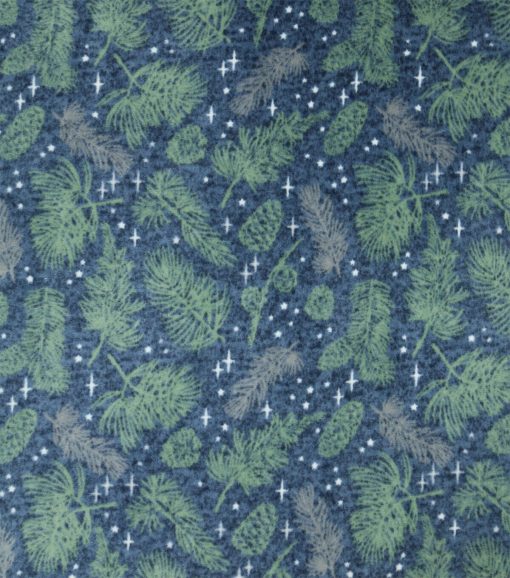 Blue Pinecone   Needles Luxe Fleece Fabric