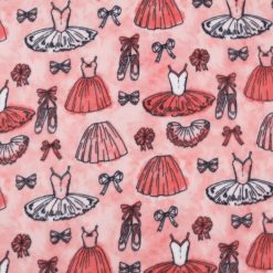 Ballerina Icons on Pink Anti Pill Fleece Fabric