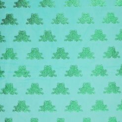 Metallic Green Frogs Pure Plush Fleece Fabric