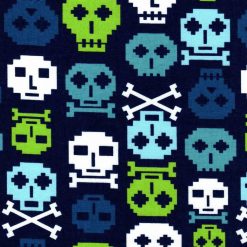 Blue Green Sugar Skulls Novelty Cotton Fabric