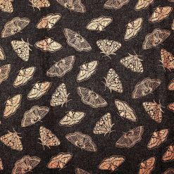 Pink Butterflies on Maroon Premium Print Metallic Cotton Fabric