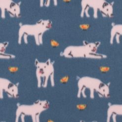 Pigs With Chicks on Blue Blizzard Fleece Fabric