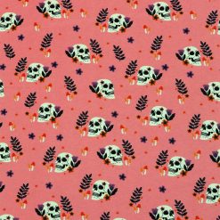 Pink Skulls   Plants Super Snuggle Flannel Fabric