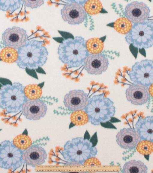White Floral Blizzard Fleece Fabric - Image 2