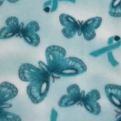 Teal Ribbons   Butterflies Anti Pill Fleece Fabric