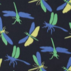 Dragonfly on Black Blizzard Fleece Fabric